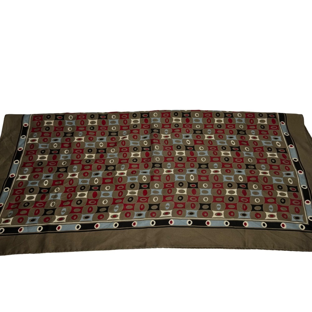 Franco Ferrari 100% Silk‎ ~ 26"x26" Scarf Brown Neutrals Geometric Pattern Italy